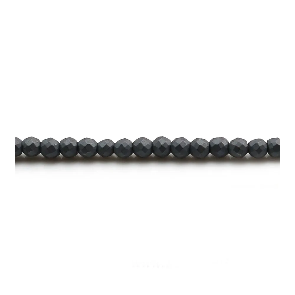 Hématite  matte ronde facette 3mm x 40cm
