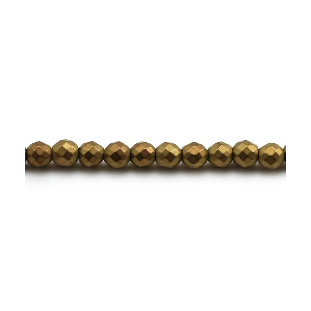 Hématite doré matte ronde facette 3mm x 40cm