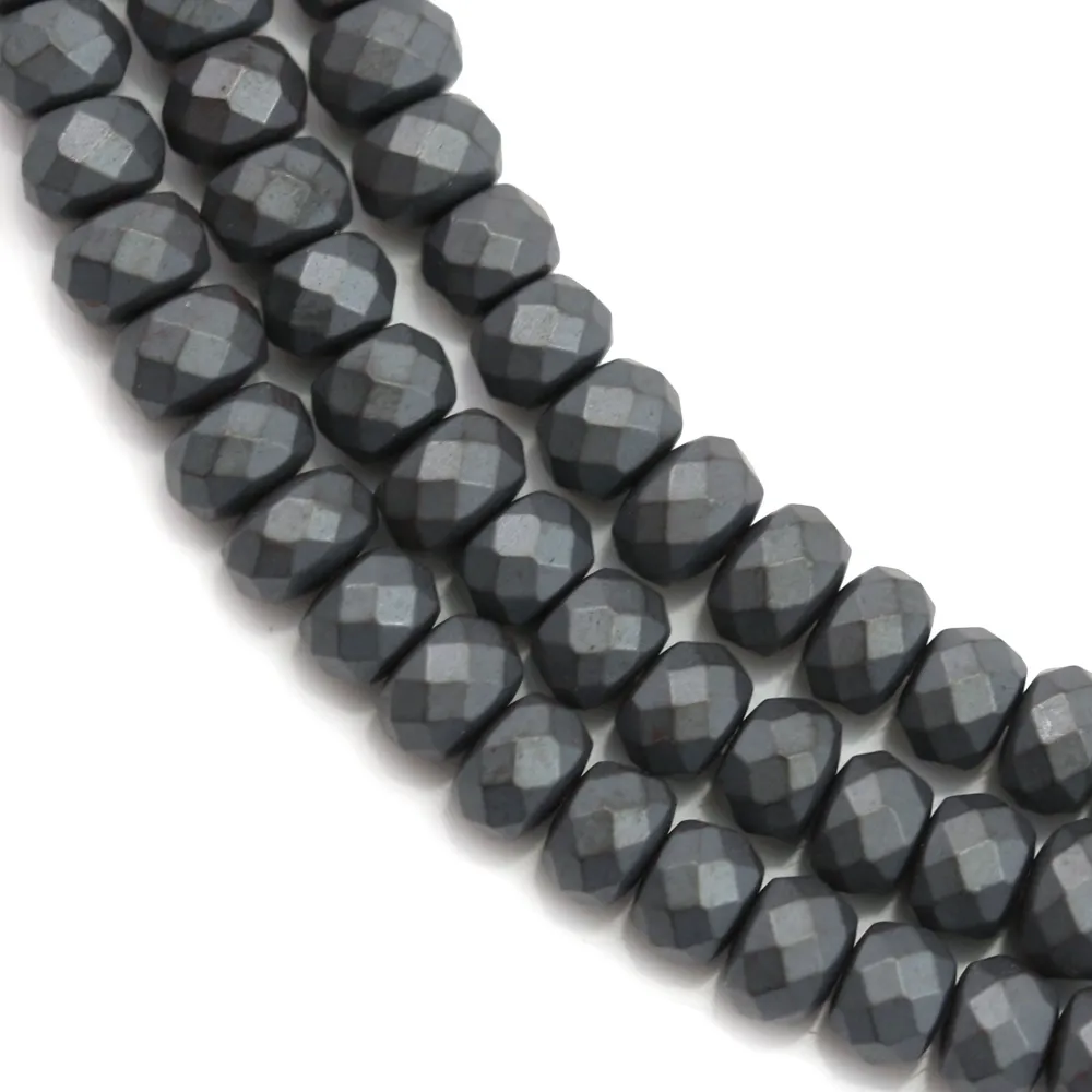 Hématite  mate rondelle facette 3x4mm x 40cm