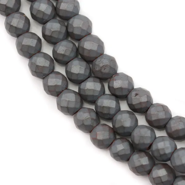 Hématite  mate ronde facette 4mm x 40cm