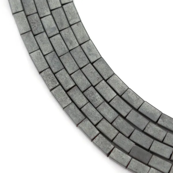 Retângulo mate de hematite 2x4mm x 39cm