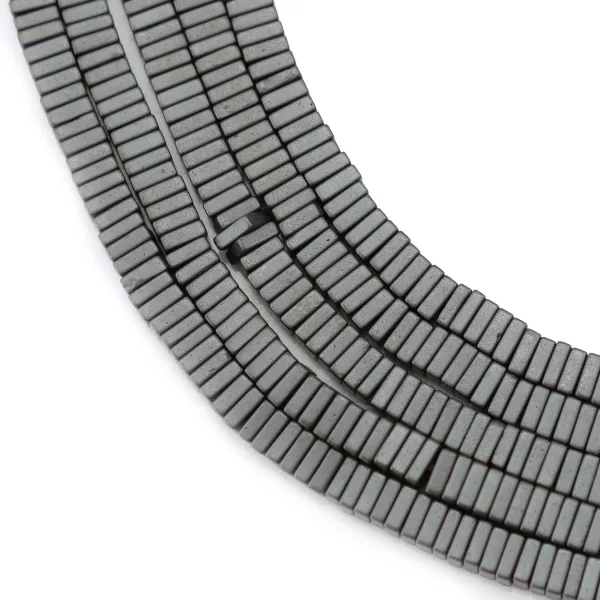 Floco quadrado mate hematita 3x1mm x 40cm