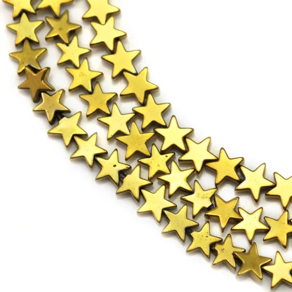 Hematite gold gilt star 6mm x 40 cm