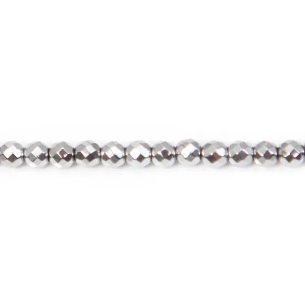 Hématite argenté ronde facette 3mm x 40cm