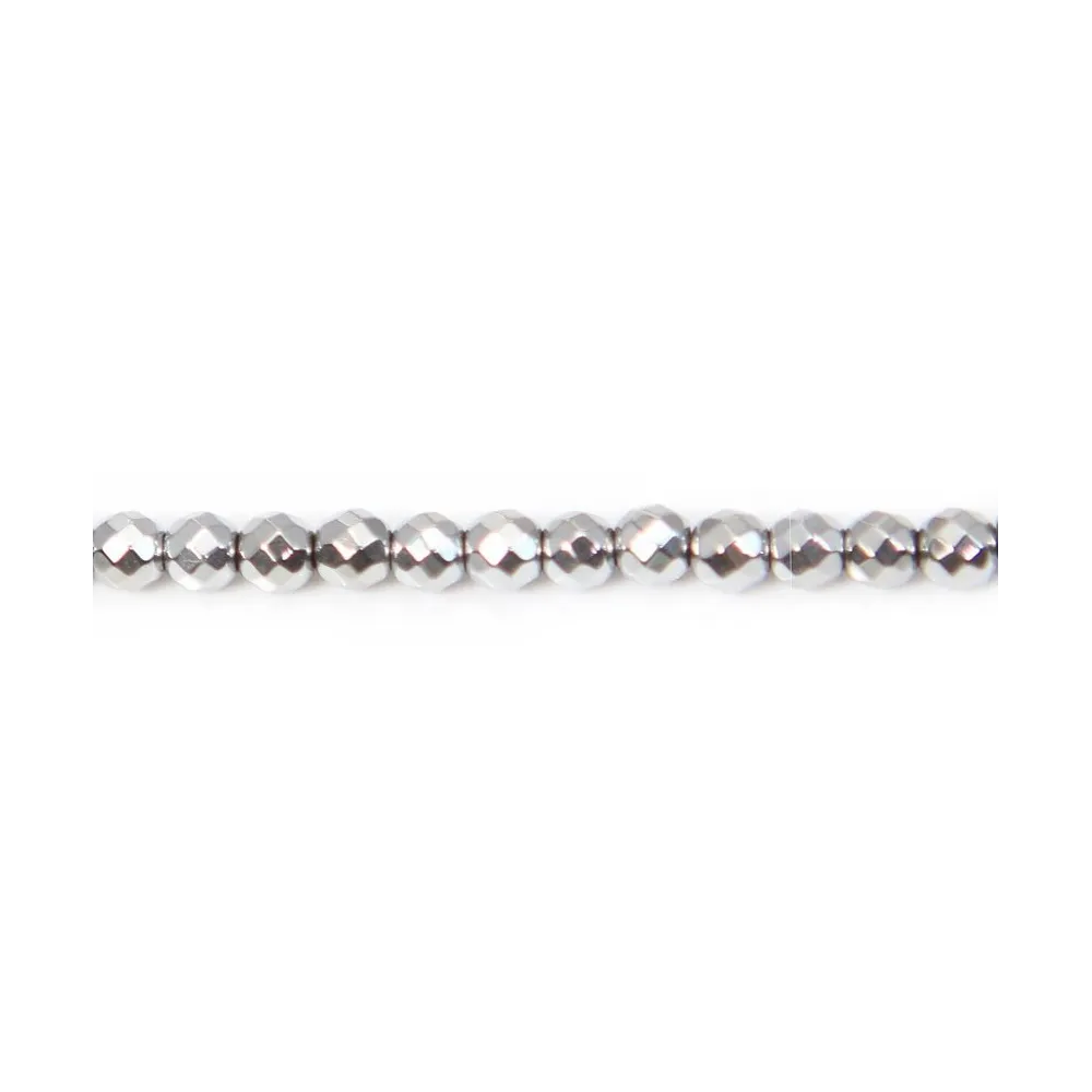 Hématite argenté ronde facette 3mm x 40cm