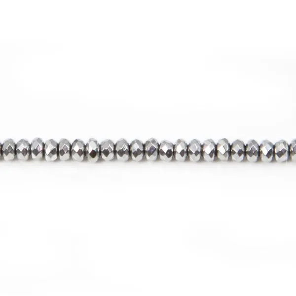 Hématite argenté rondelle facette 2x4mm x 40cm 