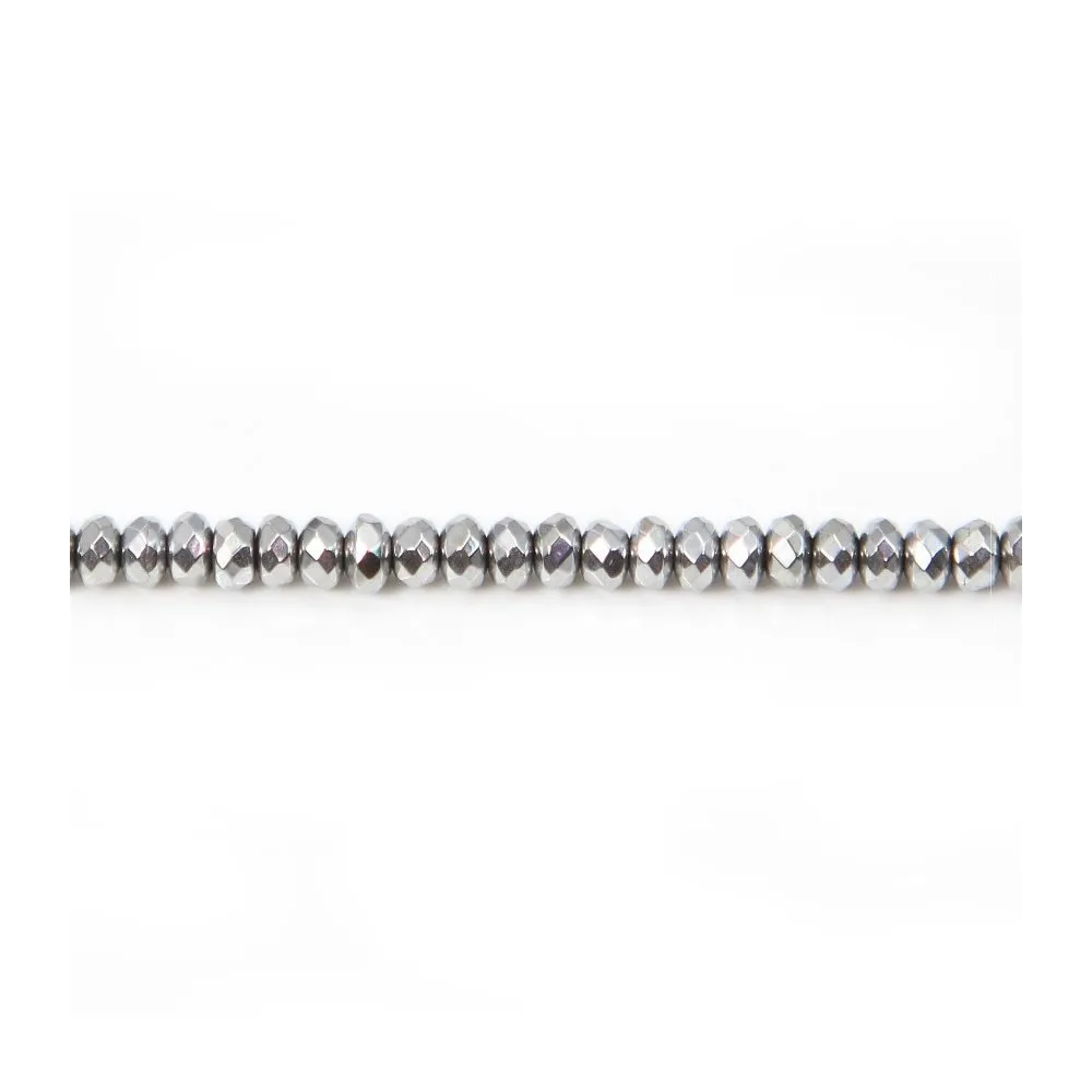Hematite silver faceted rondelle 2x4mm x 40cm 