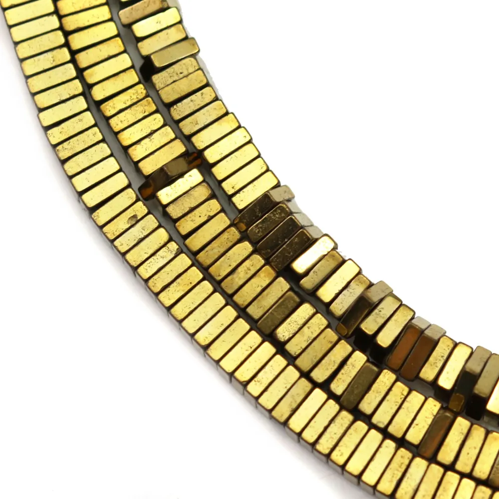 Hématite dorée carré lamelle 1x3mm x 40cm