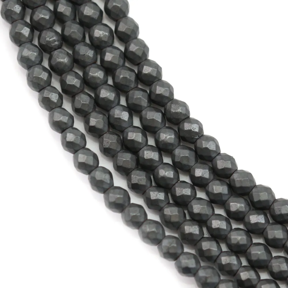 Hématite  mate ronde facette 2mm x 40cm