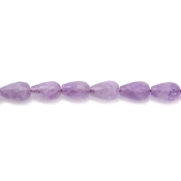 Améthyste clair goutte facette 8x12mm x 40cm