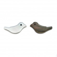 Gray mother-of-pearl little bird 6x15mm x 2pcs 