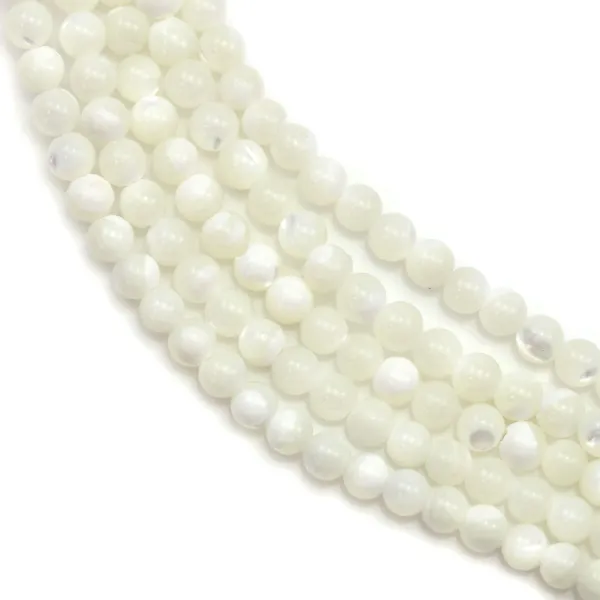 Nacre blanche en boule sur fil 3mm x 40cm