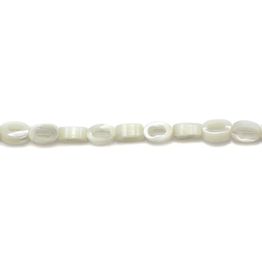 Nacre blanche en oval creux 4x6mm x 12pcs