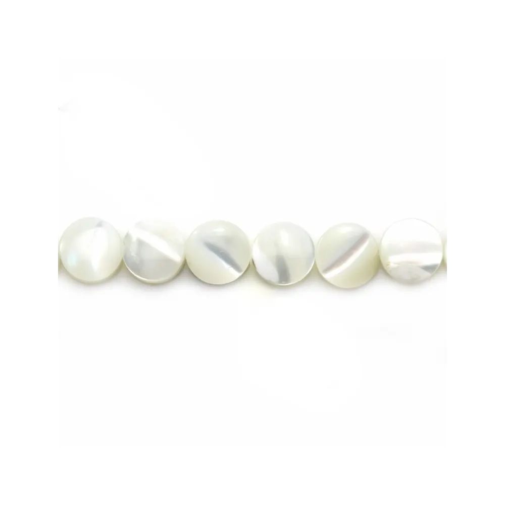 Nacre blanche en rond plat 6mm x 12 pcs