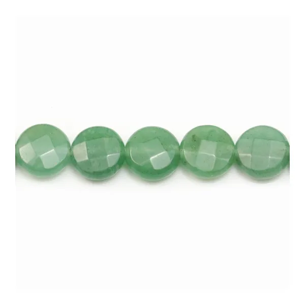 Aventurine flat round faceted 8mm x 8pcs