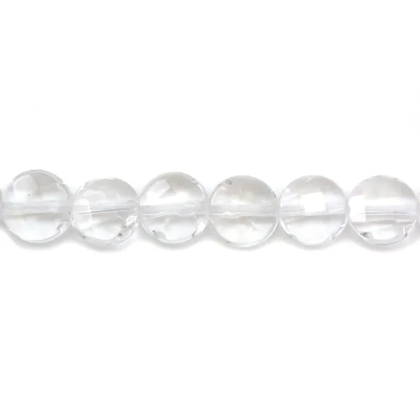 Cristal de roche rond plat facette 6mm x 40cm