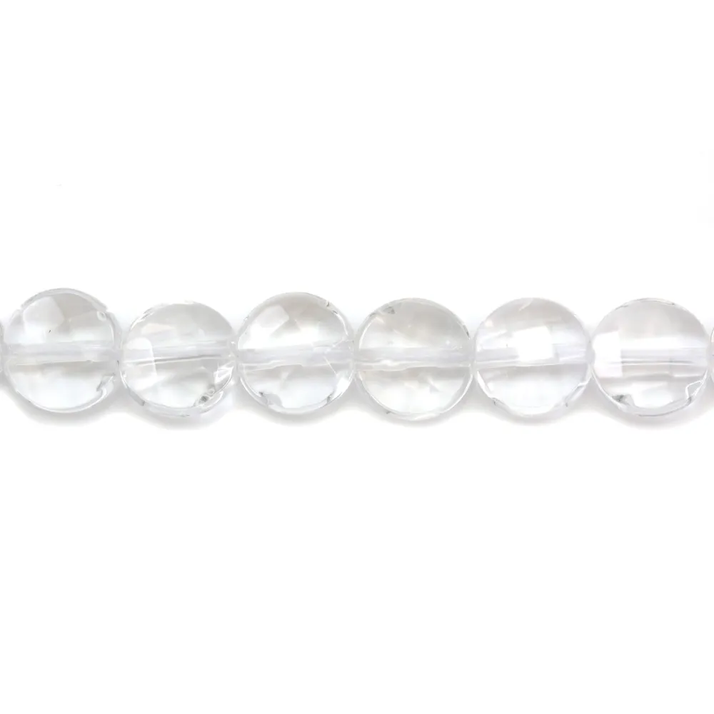 Cristal de roche rond plat facette 6mm x 40cm