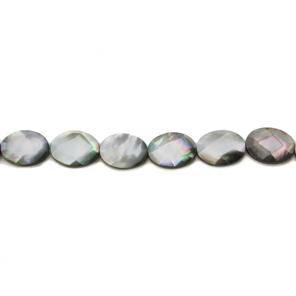 Nacre grise en forme d'oval facetté 14x18mm x 4 st