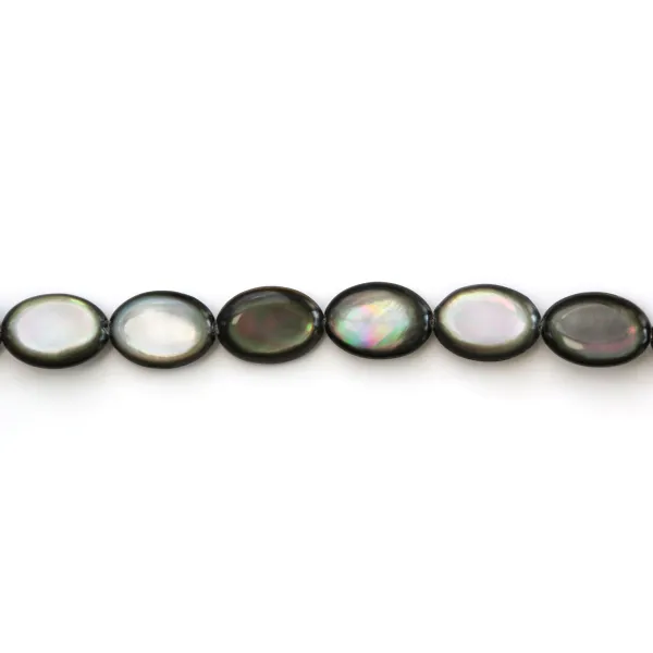 Gray mother-of-pearl bulged oval beads 10x14mm x  4 pcs