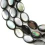 Nacre grise en oval bombé sur fil 10x14mm x 40cm