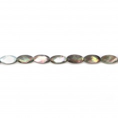 Gray mother-of-pearl faceted oval beads 8x16mm x 4 pcs