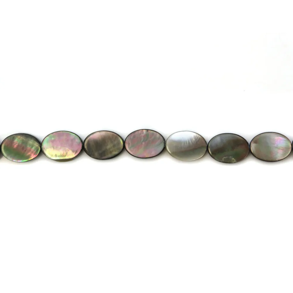 Nacre grise de forme ovale 10x14mm x 10 pcs