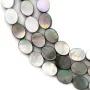 Nacre grise de forme ovale sur fil 8x10mm x 40cm