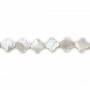 White mother-of-pearl clover beads on thread 18mm x 40cm