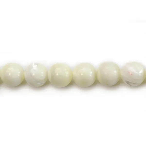 White mother-of-pearl round beads 10mm x 4pcs