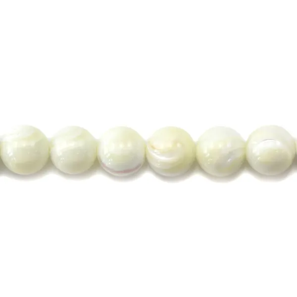Sfera di madreperla bianca su filo 12 mm x 40 cm