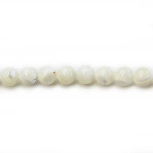White mother-of-pearl round beads 8mm x 10 pcs