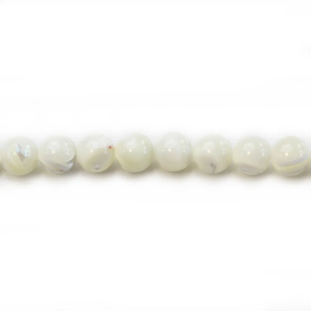 Nacre blanche en boule 8mm x 10 pcs