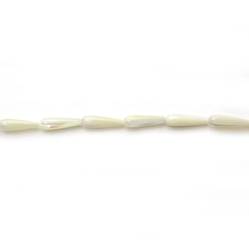 Nacre blanche en forme de goutte 6x19mm x 4 pcs
