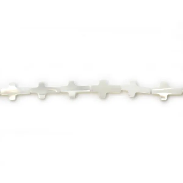 Cruz de madrepérola branca 8x13mm x 39cm