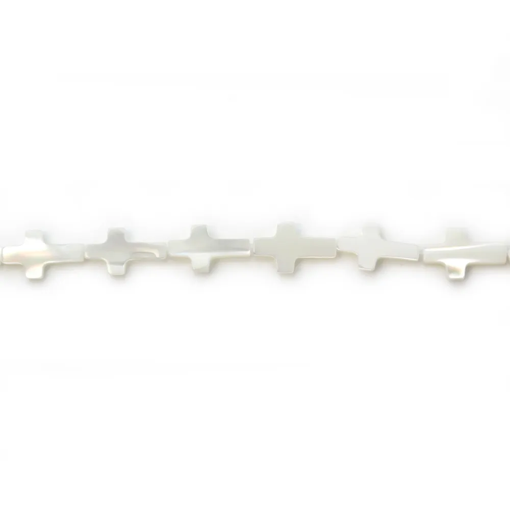 Nacre Blanche en Forme de Croix  8x13mm