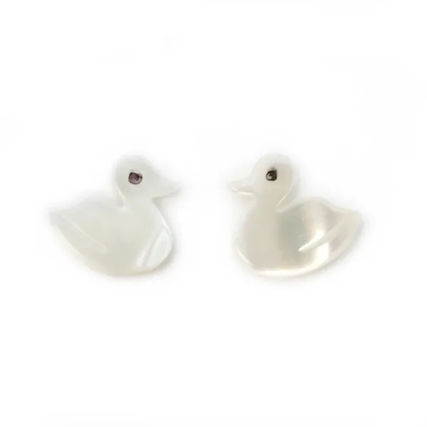 Nacre blanche en forme de canard 10x10mm x 2pcs