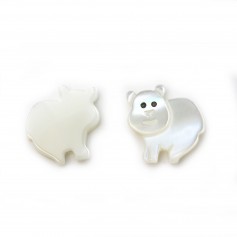  White mother-of-pearl bear 7x10mm x 2pcs