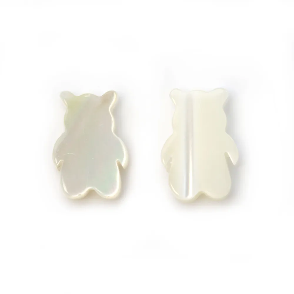 Nacre blanche en forme d'ourson 7x10mm x 2pcs