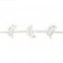 White mother-of-pearl little rabbit 8x15mm x 2pcs