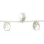 Nacre blanche goutte plate sur fil 25x35mm x 40cm