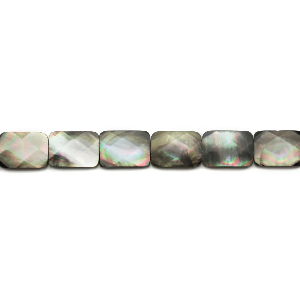 Nacre grise en forme de rectangle facetté 18x25mm x 2pcs