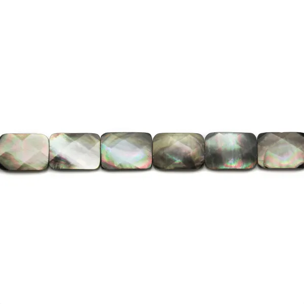Grey mother of pearl faceted rectangle bead strand 18x25mm x 40cm