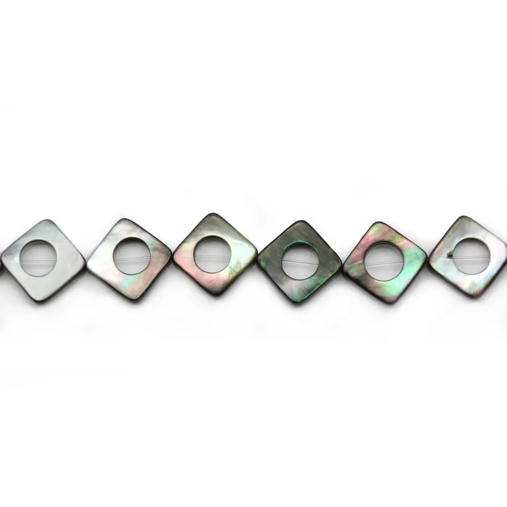 Nacre Grise en Forme de Rhombe Rond EVidé 22mmX  2pcs