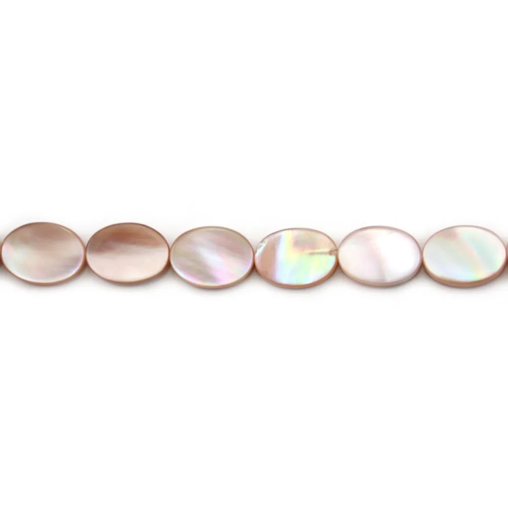 Nacre rose en forme d'oval 10x14mm x 4 pcs
