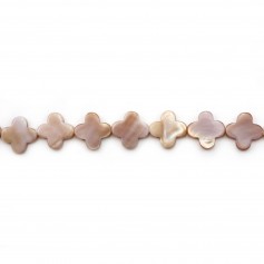 Pink mother-of-pearl clover beads on thread 13mm x 40cm