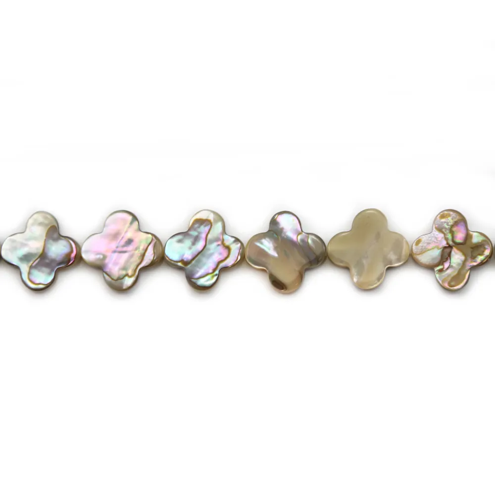 Nacre d'abalone en forme de trèfle 13mm x 1pc