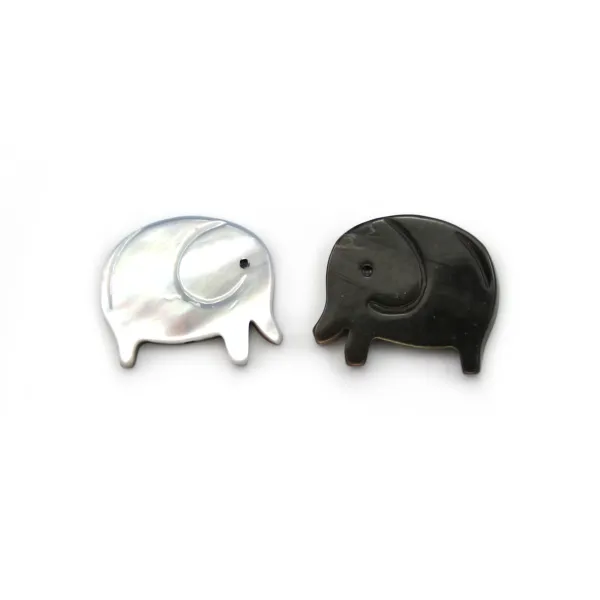 Nacre grise en forme d'éléphant 12x14mm x 1pc