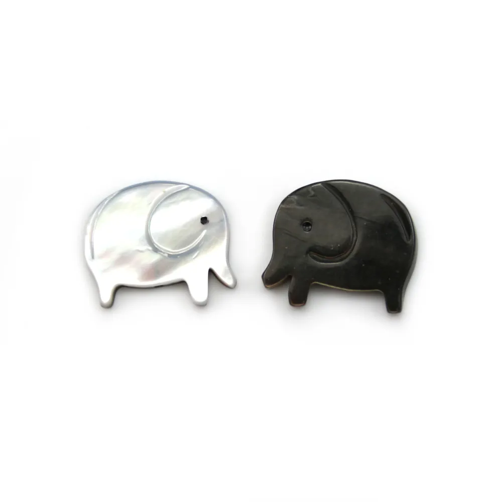 Nacre grise en forme d'éléphant 12x14mm x 1pc