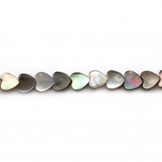 Gray mother-of-pearl heart beads on thread 4mm x 40cm