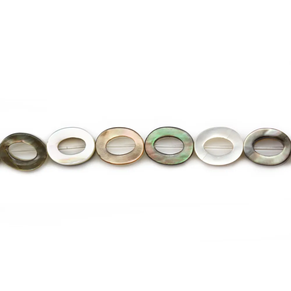 Nacre grise en ovale évidé 6x8mm x 10 pcs